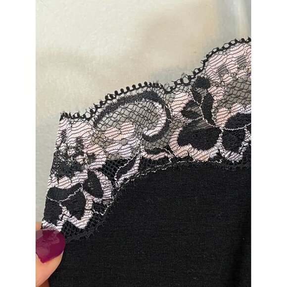 George Babydoll Top S Black Floral Lace Mesh Feminine Fairy Coquette Festival - Picture 4 of 7